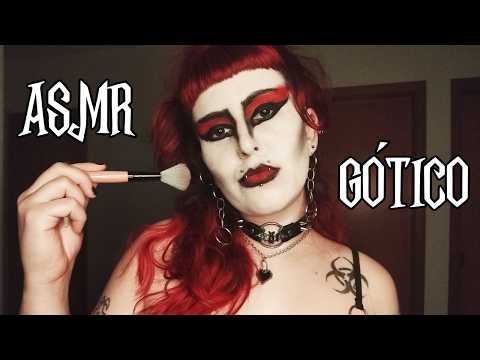 ASMR | Tutorial de maquiagem GÓTICA ANOS 80 com CHUVA (me maquiando para uma festa gótica)