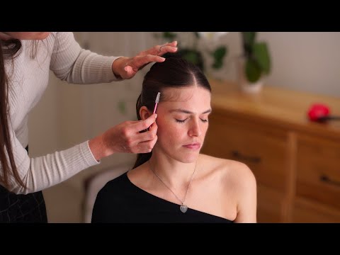 ASMR Perfectionist Hair Styling Sleek Ponytail, Hair Fixing, Baby Hairs (Real Person)