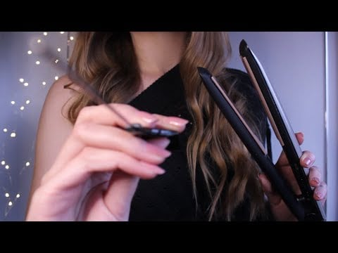 ASMR Styling Your Hair for a Holiday Party ✨ Brushing, Curling, Parting (no talking, layered sounds)