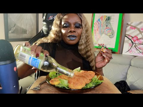 FRIED SALMON PLANTAIN ASMR EATING SOUNDS