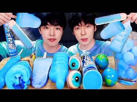 ASMR ICE CREAM BLUE JELLY PARTY 다양한 블루 아이스크림 먹방 DESSERTS CANDY MUKBANG EATING SOUNDS 咀嚼音 モッパン