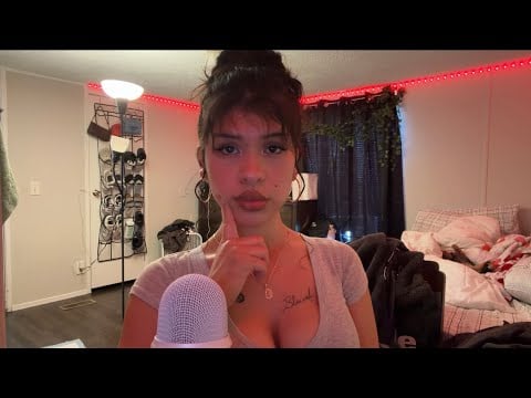 ASMR Gf Helps You Sleep (soft whispers, mouth sounds, comforting) 