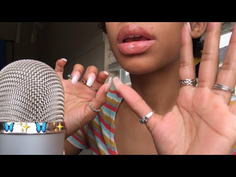 ASMR | lipgloss, lip smacking + finger flutters ✨🦋🍒