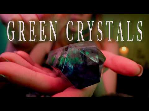 Green Gems & Minerals | Tapping & Scratching for Background ASMR | Almost No Talking