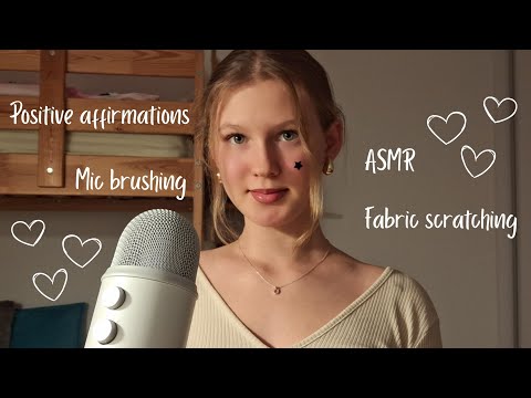 ASMR| Postive affirmations, mic brushing and gripping, fabric scratching, rambles, and more!! ♡♡♡