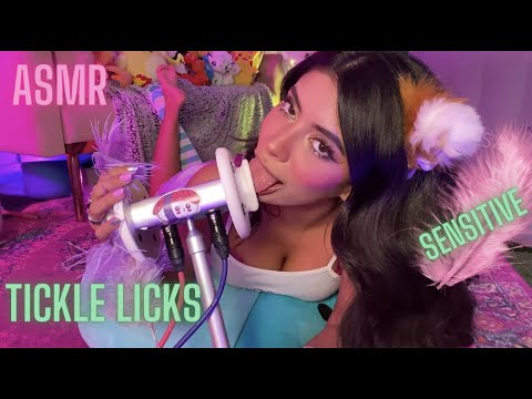 ASMR TICKLISH LICKS WITH FEATHER 🥵 SLEEP MEOW 🐱✨