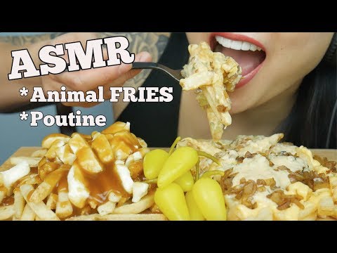 ASMR IN-N-OUT ANIMAL FRIES VS. POUTINE (EATING SOUNDS) NO TALKING | SAS-ASMR