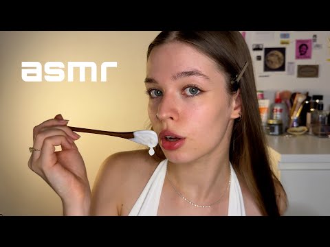 ASMR ем йогурт РАЗНЫМИ ложечками / звуки рта,плямканье