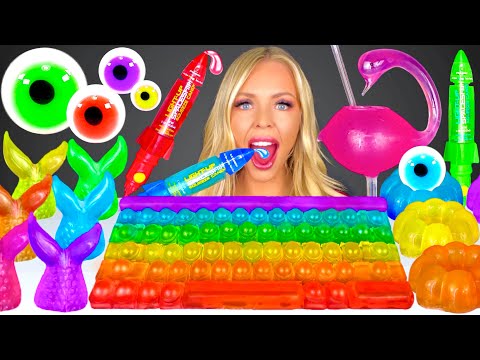 ASMR RAINBOW POP IT, JELLY KEYBOARD, PUSH POP, WATER DRINKING SOUNDS MUKBANG 먹방