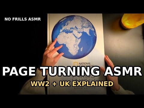 Large Atlas Page Turning ASMR, Whisper Talking About WW2 and the UK