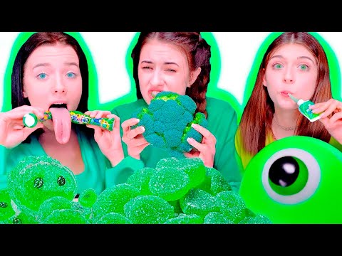 ASMR Eating Only One Color Food Challenge! Green Food Best Video Compilation