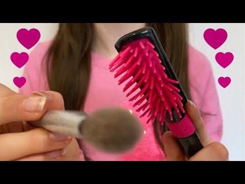 ASMR Doing your hair + makeup for Valentine’s Day ❤️ hair brushing | actual camera touching | lo-fi