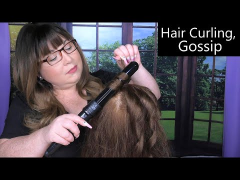 ASMR Hair Curling, Gossip, Curling Iron, Spray, Whispering | Hair Salon Roleplay