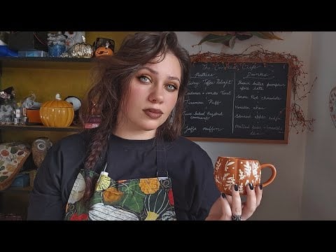 ASMR An Autumn Cafe in Edinburgh (lofi, spoken into whisper, gentle music and rain sounds)