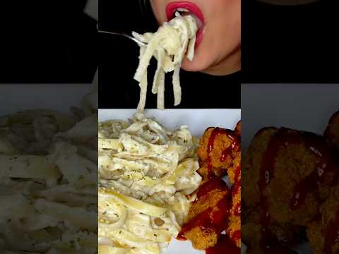 CREAMY ALFREDO PASTA #asmr #noodles #alfredo #food #mukbang