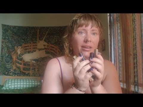 ASMR Trying on Blue and Purple Lipsticks
