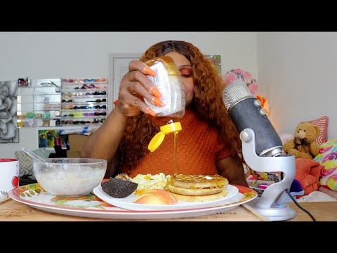 Honey Waffles With Oatmeal ASMR Eating Sounds