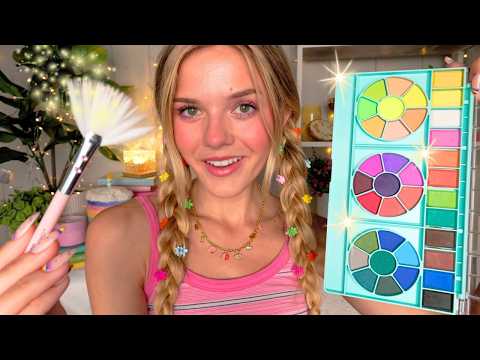 ASMR Summer Face Painting With Magic Paints 🎨✨ (tingly overlay sounds)