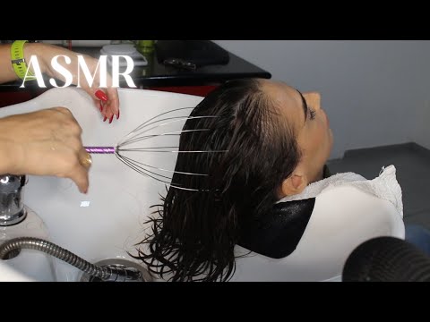 ASMR | MINHA AMIGA LAVANDO MEU CABELO (sons de água e espuma)