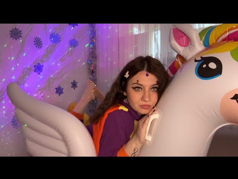 ASMR In Pose + Deflating My Inflatable Unicorn With Latex Gloves ❤️🩷 Spit Painting