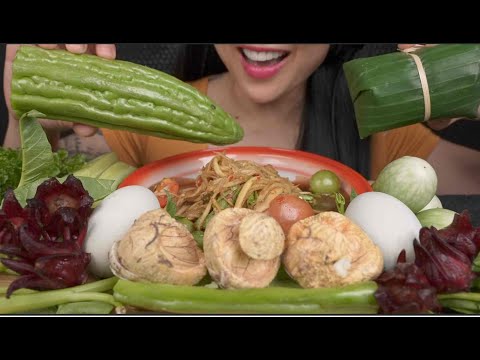 THE GOOD MEAL (PAPAYA SALAD WITH FERTILIZE  EGGS) ASMR EATING SOUNDS | NO TALKING | SAS-ASMR