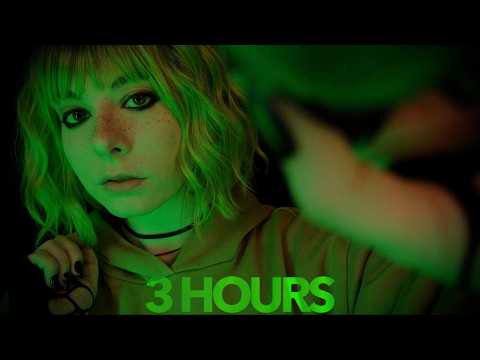 ASMR | 3 HOURS close up Slow Face Brushing & No Talking - layered ambiance, white noise