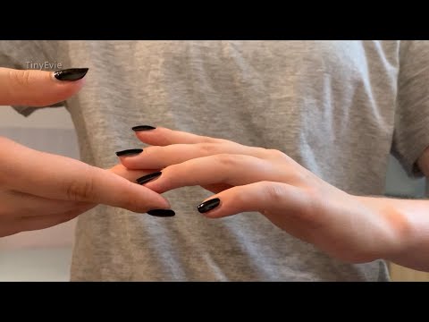 [ASMR] Up close hand movements with black nails & rain sounds (preview)