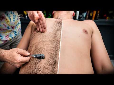 🔥 Razor Beard Shave • Ear Hair Flame Removal • Head Massage & Foamy Relaxation 💈✨
