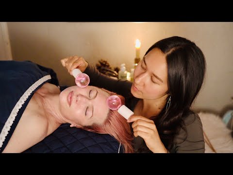 [ASMR] Gua Sha Facial, Acupressure, Scalp Check, Back Tracing Massage @asmrthenest (Real Person)