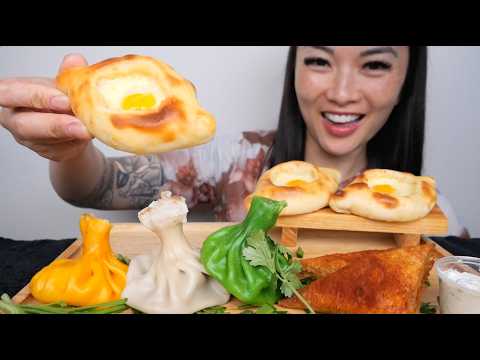 KHINKALI + SPANAKOPITAKI + ACHARULI KHACHAPURI (ASMR EATING SOUNDS) NO TALKING | SAS-ASMR