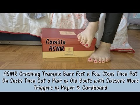 ASMR Crushing Trample Bare Feet  Then Put On Socks Then Cut a Pair of Old Boots with Scissors