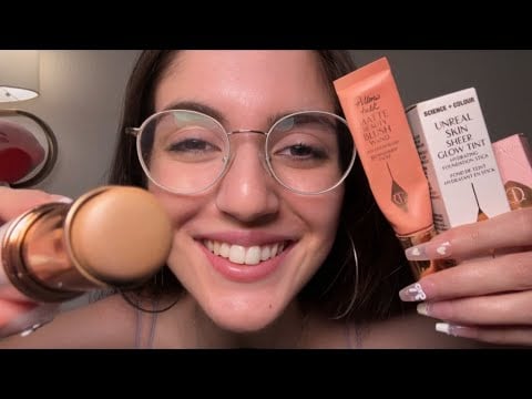 ASMR Big Sis Does Your Makeup with New Luxury Products ✨🎀  Tingly Tapping & Whispering Roleplay