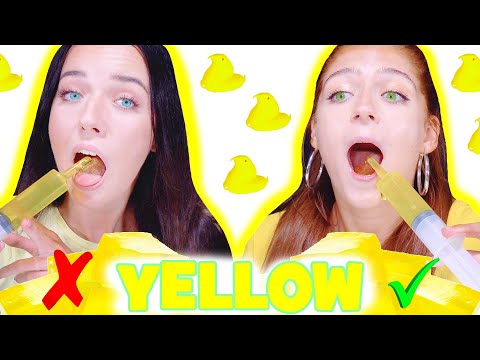 ASMR Yellow Food Eating Jello Shooter Race 디저트 먹방