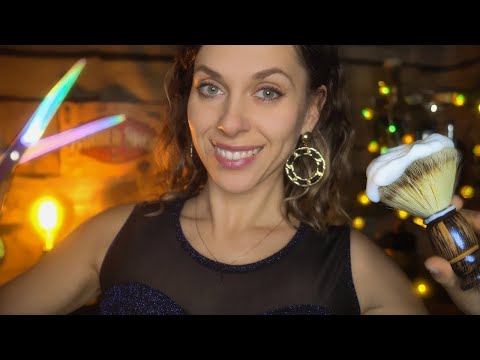 ASMR Sleep-inducing HAIRCUT for men ROLEPLAY, Shave and oil massage and RAIN, Personal Attention