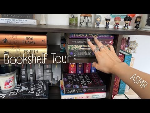 ASMR Bookshelf tour and ramble📚(book tapping, scratching, wood tapping, tracing, whispers)
