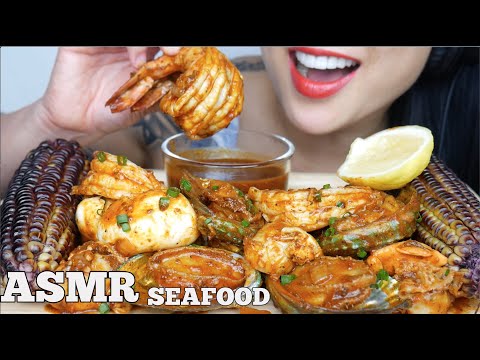 ASMR SEAFOOD BOIL PLATTER + PURPLE CORN (EATING SOUNDS) NO TALKING | SAS-ASMR