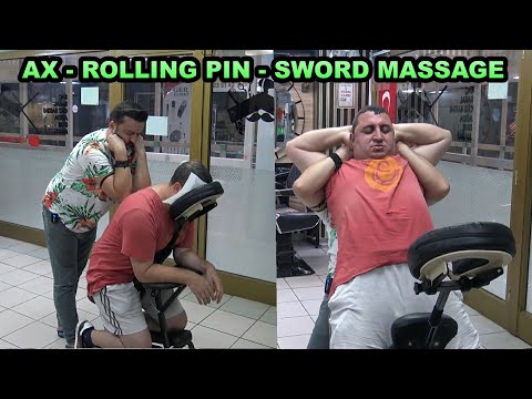 ASMR BARBER 💈 BACK CRACK 💈 head, back, rolling pin, ax, elbow, sword, arm, foot, leg massage #asmr