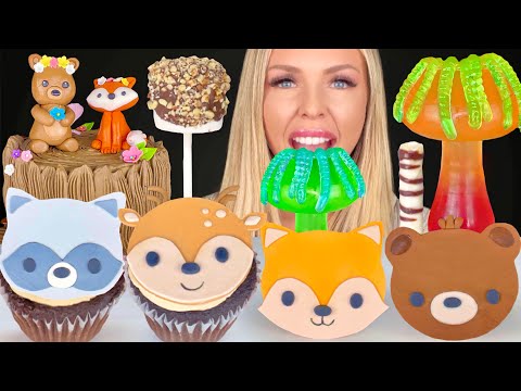 ASMR FOX CAKE, WALNUT CAKE, SMORES COOKIES, CHOCOLATE BARK, MUSHROOM GLASS MUKBANG 먹방