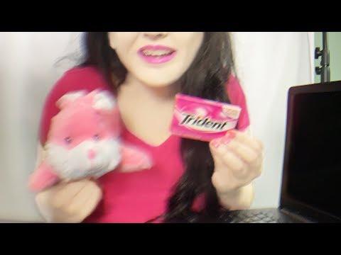 ASMR Gum Chewing No Talking (typing keyboard sounds + plushie)