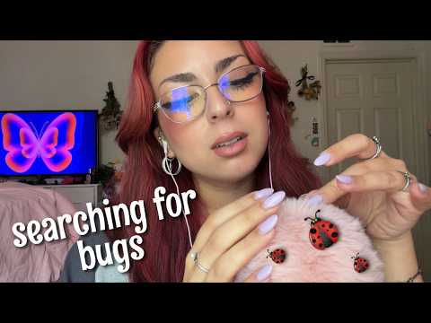 ASMR ☆ BUG SEARCHING 🐞 (inaudible whispering, mouth sounds, fluffy mic sounds)