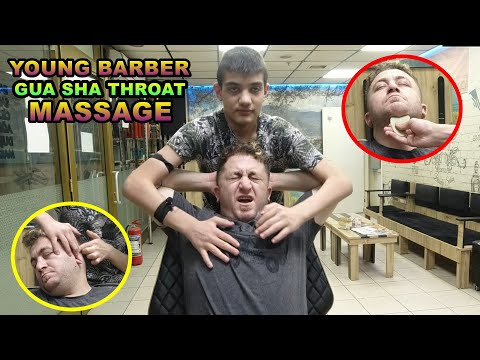 YOUNG BARBER GUS SHA THROAT MASSAGE & turkish asmr head, eyebrow, face, wire, ear, neck,nose massage