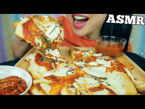 ASMR HOMEMADE TWO LAYER CHEESY PEPPERONI PIZZA (EATING SOUNDS) NO TALKING | SAS-ASMR