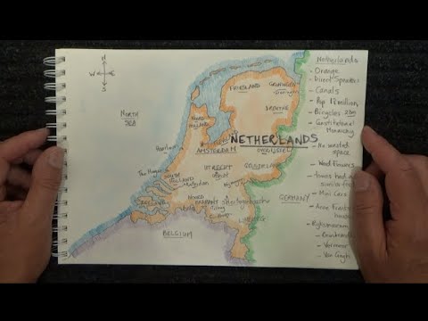 ASMR - Drawing a Map of The Netherlands Part 2 - Australian Accent - Chewing Gum & Quietly Whisper