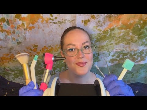 ASMR | Ear To Ear Triggers & Inaudible Whispering - Otoscope, Sticky Cotton Buds, Picking, Gloves