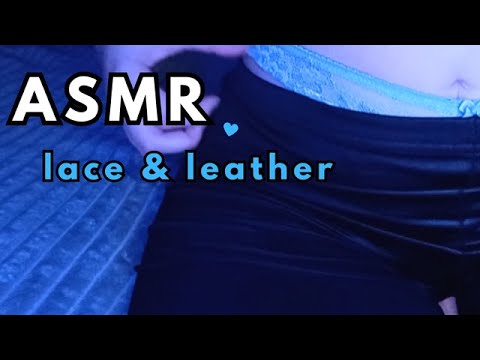 ✨ASMR | blue lace, zipper, soft latex leggings| fabric scratching sounds | body triggers |No Talking