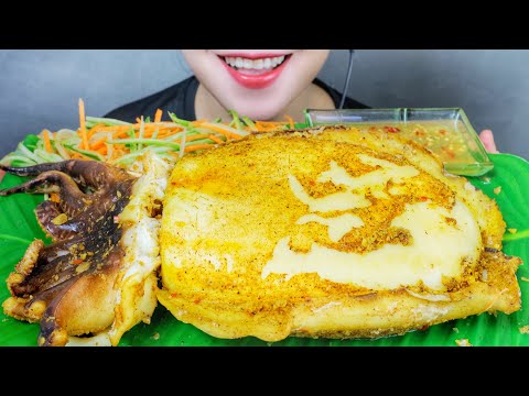 ASMR GRILL GIANT CUTTLEFISH WITH 5 FLAVOUR SAUCE , EATIING SOUNDS | LINH-ASMR