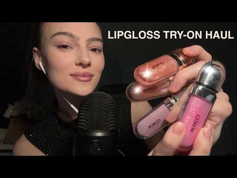 ASMR Kiko Milano lipglosses try-on haul!!!