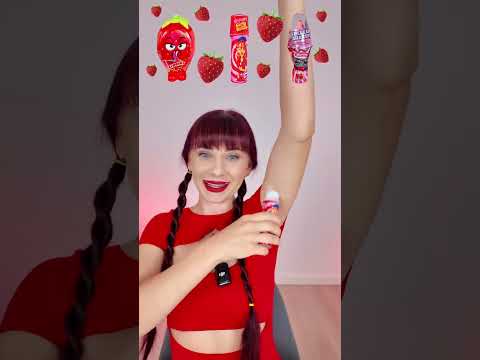 ASMR Strawberry Candy Spray, Roller Candy, Lollipop  #mukbang