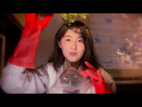 ASMR 🌿🧤 inaudible whisper + rubber gloves + plastic crinkles