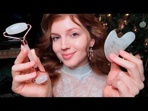 ASMR Face and Neck Oil Massage with Gua Sha